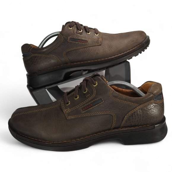 ECCO Fusion Bicycle Toe Leather Oxford Shoes Men's 10-10.5/44 Brown - Picture 1 of 12